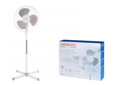 Вентилятор ARDESTO підлоговий, 40см, 45Вт, опора хрестовина, білий