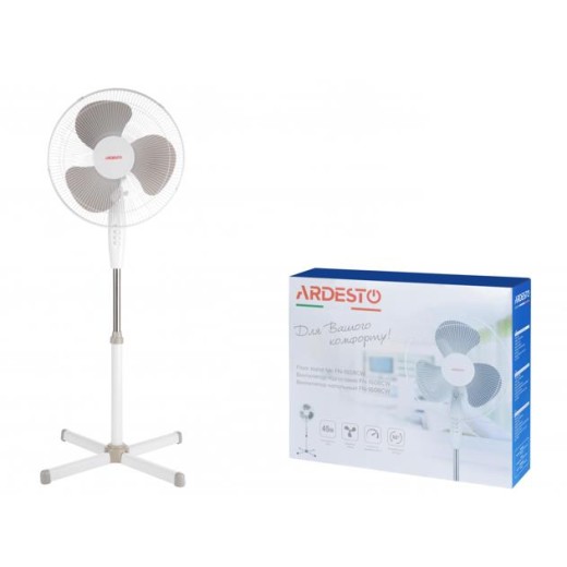 Вентилятор ARDESTO підлоговий, 40см, 45Вт, опора хрестовина, білий