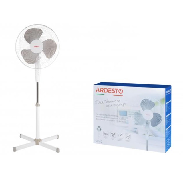 Вентилятор ARDESTO підлоговий, 40см, 45Вт, опора хрестовина, білий