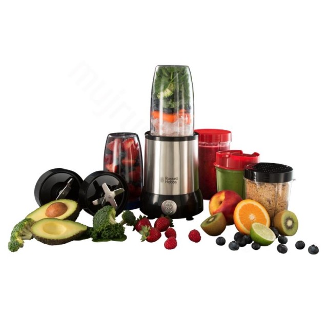 Блендер Russell Hobbs стаціонарний Nutri Boost 700Вт, чаша-700мл, чопер 300мл, чорно-сріблястий