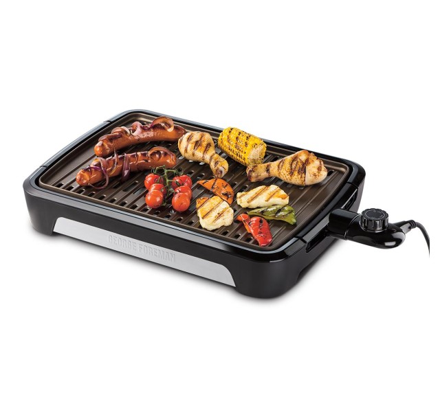 Гриль George Foreman барбекю Smokeless BBQ Grill 1606Вт, темп. режимів-3, з`ємні пластини, пластик, чорний