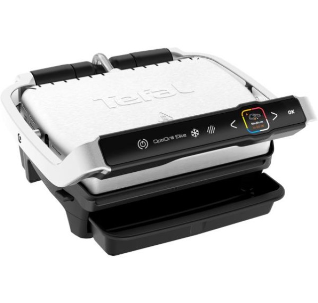 Гриль Tefal прижимний OptiGrill Elite 2000Вт, темп. режимів-15, з`ємні пластини, метал