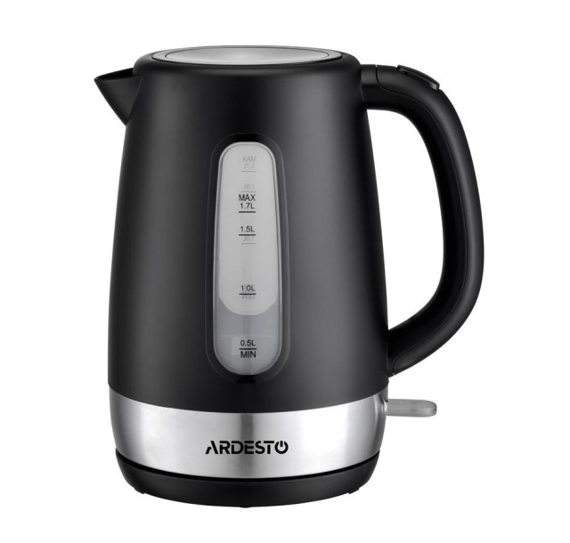 Електрочайник Ardesto 1.7л, Strix, пластик, чорний матовий