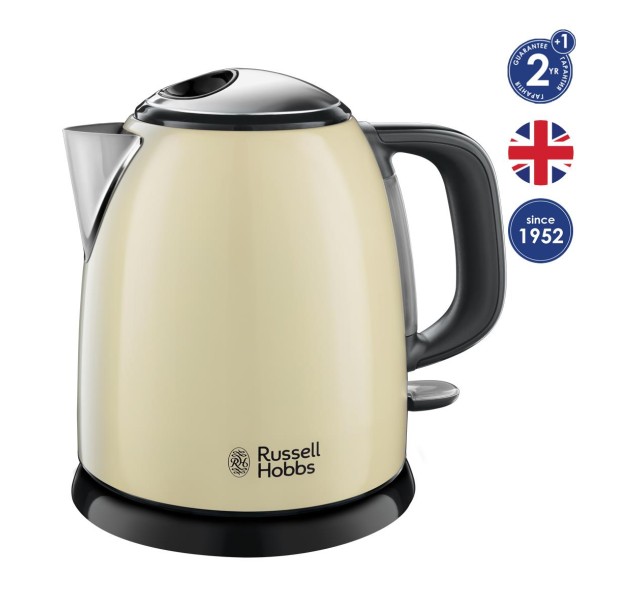 Електрочайник Russell Hobbs Colours Plus Mini 1л, метал, бежево-чорний