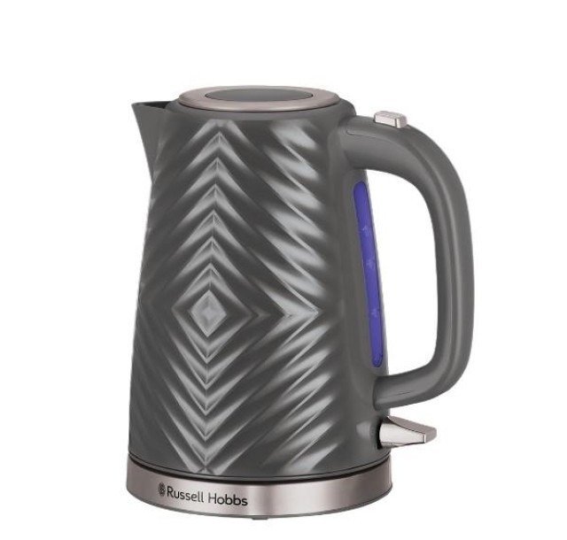 Електрочайник Russell Hobbs Groove Grey 1.7л, Strix, пластик, сірий