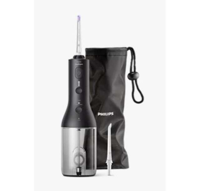 Іригатор Philips портативний Sonicare Cordless Power Flosser 3000, чаша 250 мл, чохол, 2 насадки , чорний