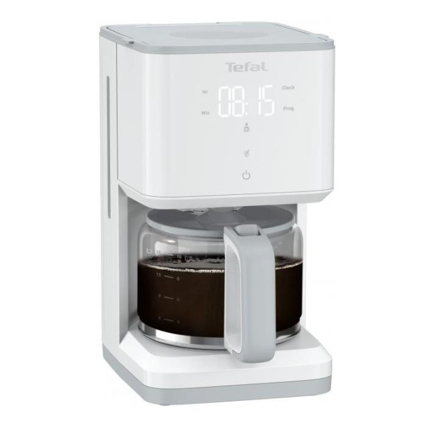 Кавоварка Tefal крапельна Sense 1.25л, мелена, LED-дисплей, сенсор.керування, білий