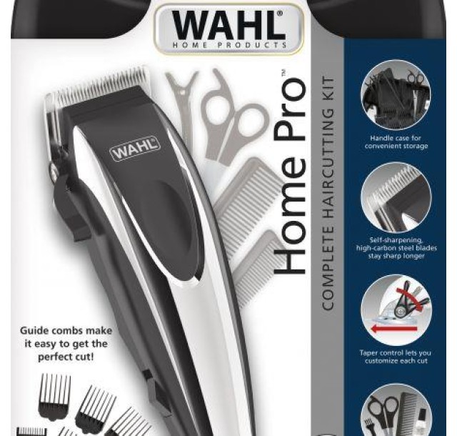 Машинка для стрижки WAHL HomePro Complete Kit, від мережі, вібраційний мотор, насадок-8, кейс,акс. компл, сталь, чорно-сріблястий