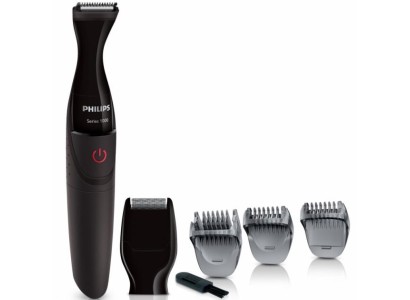 Тример Philips Multigroom series 1000, для бороди і вусів, 1хАА, насадок-4, сталь, чорний