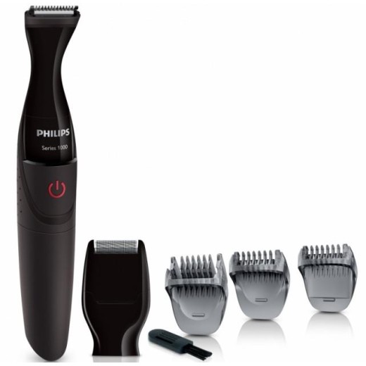 Тример Philips Multigroom series 1000, для бороди і вусів, 1хАА, насадок-4, сталь, чорний