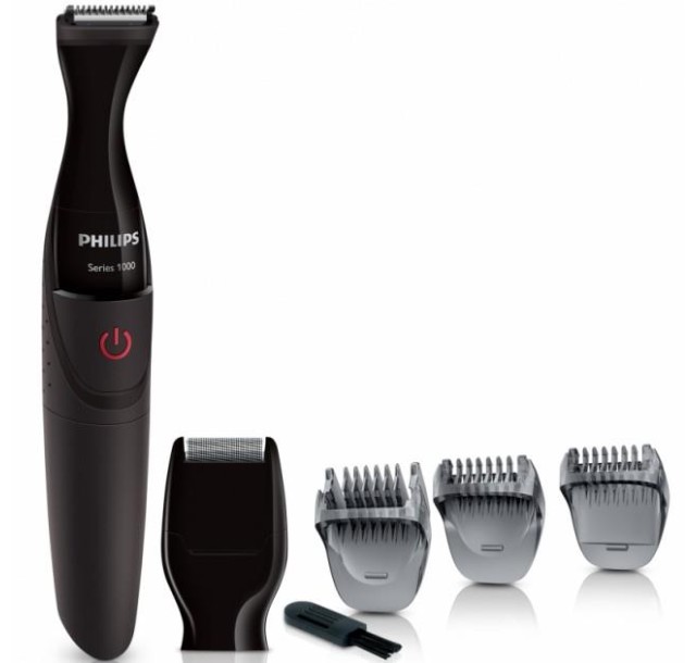 Тример Philips Multigroom series 1000, для бороди і вусів, 1хАА, насадок-4, сталь, чорний