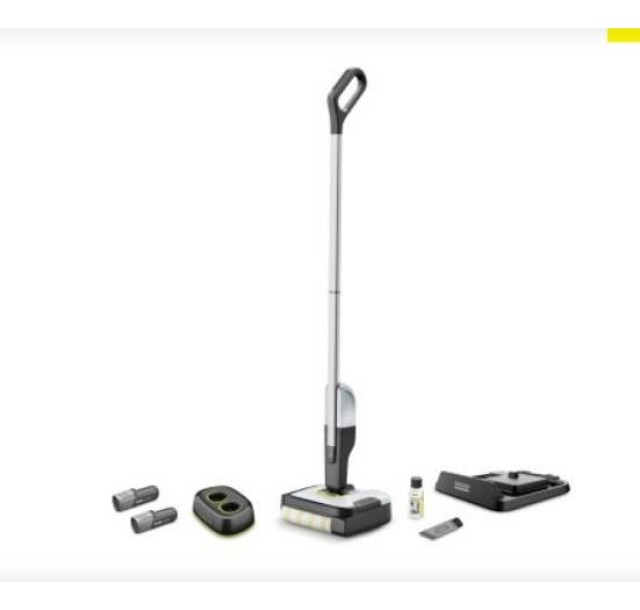 Підлогомийна машина Karcher безпровідна FC 2-4 Battery Set + Batt+DUO Charger, вода -0.2л, автон. робота до 20 хв, вага-4.3кг, чорно білий