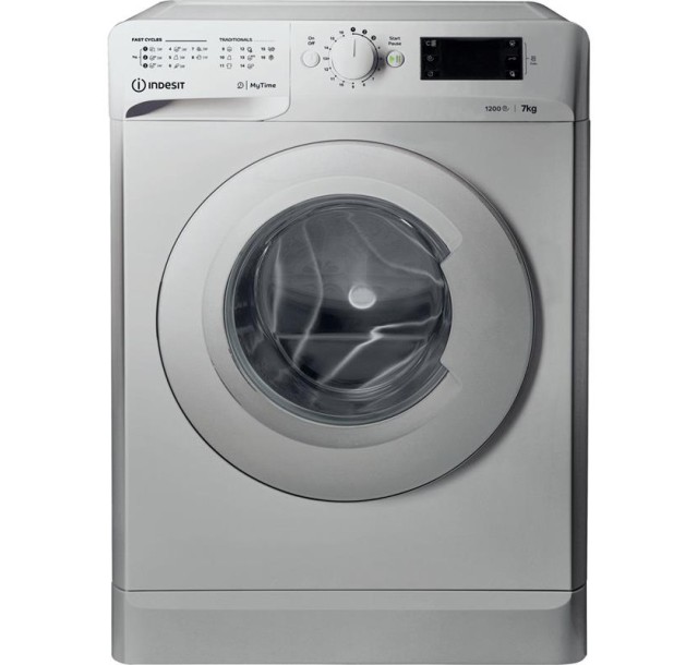 Пральна машина Indesit фронтальна, 7кг, 1200, A+++, 54см, дисплей, cріблястий