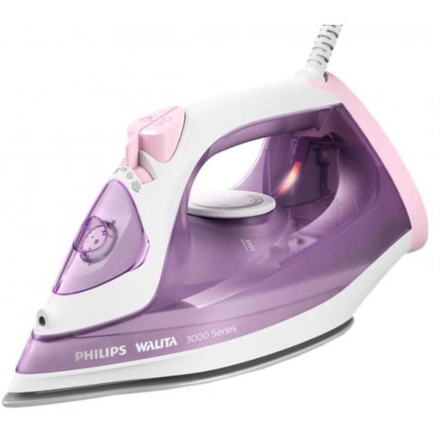 Праска Philips 3000 Series, 2000Вт, 300мл, паровий удар -140гр, постійна пара - 30гр, керам. підошва, пурпурний