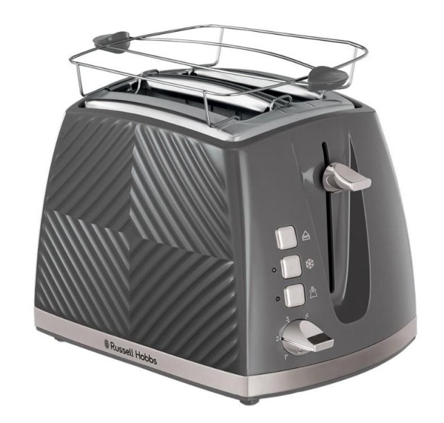 Тостер Russell Hobbs GrooWe 2 Slice 850Вт, підігрів, розморожування, пластик, сірий