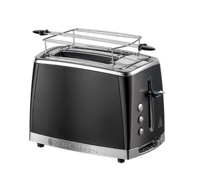 Тостер Russell Hobbs Matte Black 2 Slice, 1550Вт, нержавіюча сталь, підігрів, розморожування, чорний