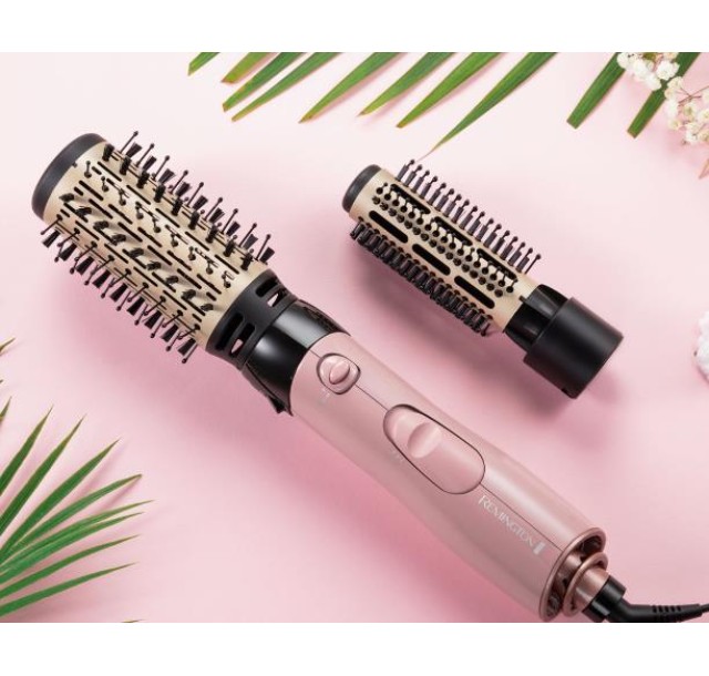 Фен-щітка Remington Coconut Smooth, 1000Вт, 2 режими, іонізація, хол. обдув, 2 насадки, чорно-рожевий
