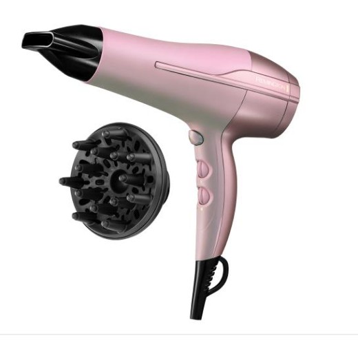 Фен Remington Coconut Smooth, 2200Вт, 3 режими, дифузор, іоніз-я, хол. обдув, рожевий