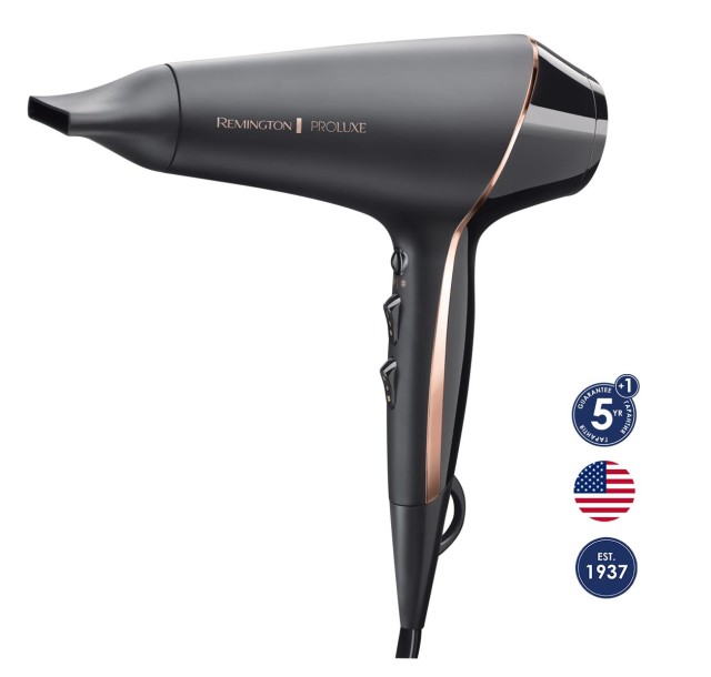 Фен Remington ProLuxe Midnight Edition, 2400Вт, 3 режими, дифузор, іоніз-я, хол. обдув, чорний