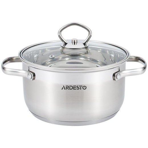 Каструля зі скляною кришкою Ardesto Gemini Bari, 2.3л, нержавіюча сталь