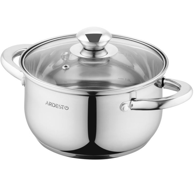 Каструля зі скляною кришкою Ardesto Gemini Gourmet Spoleto, 2.3л, нержавіюча сталь