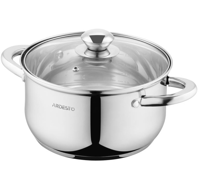 Каструля зі скляною кришкою Ardesto Gemini Gourmet Spoleto, 3.2л, нержавіюча сталь