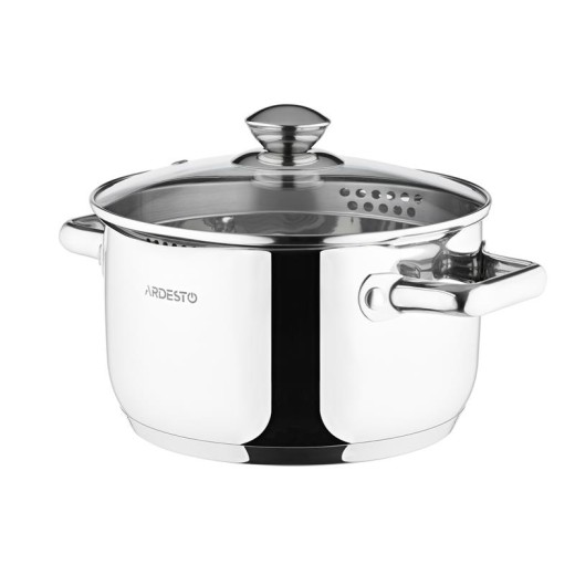 Каструля зі скляною кришкою та зливом Ardesto Gemini Lecco, 3.6л, нержавіюча сталь