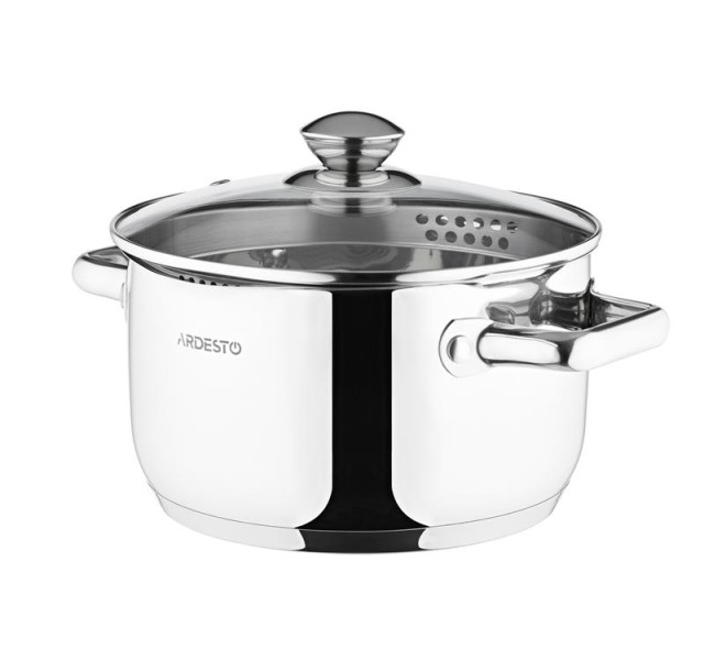Каструля зі скляною кришкою та зливом Ardesto Gemini Lecco, 3.6л, нержавіюча сталь