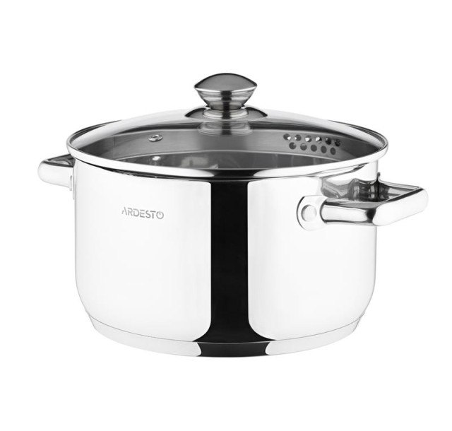 Каструля зі скляною кришкою та зливом Ardesto Gemini Lecco, 4.7л, нержавіюча сталь