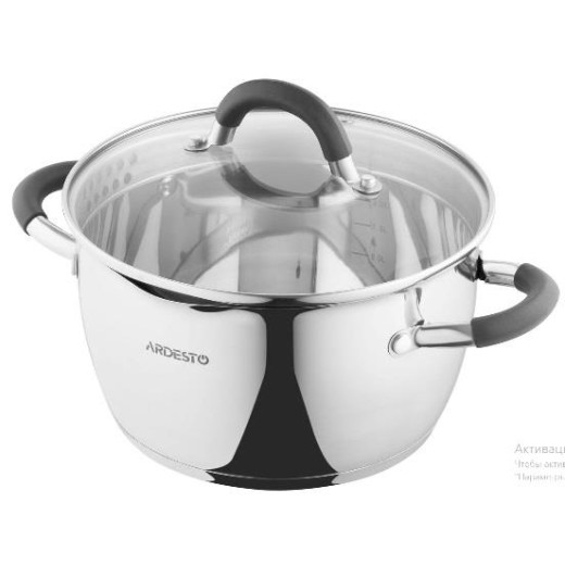 Каструля зі скляною кришкою та зливом Ardesto Gemini Livorno, 3.2л, нержавіюча сталь, силікон