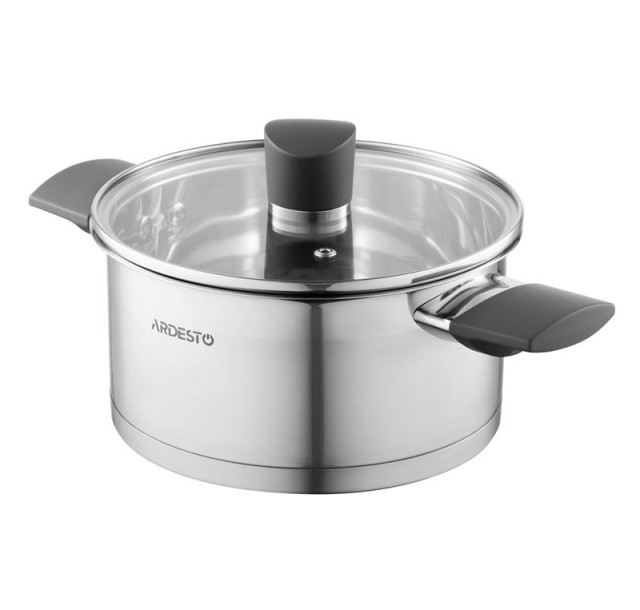 Каструля зі скляною кришкою Ardesto Gemini Trento, 2.1л, нержавіюча сталь, бакеліт