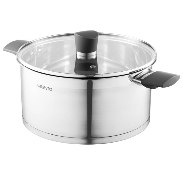 Каструля зі скляною кришкою Ardesto Gemini Trento, 5.2л, нержавіюча сталь, бакеліт