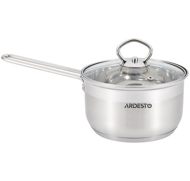 Ківш зі скляною кришкою Ardesto Gemini Bari, 1.6л, нержавіюча сталь