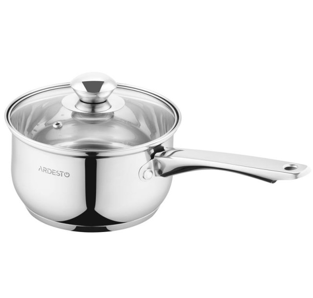 Ківш зі скляною кришкою Ardesto Gemini Gourmet Spoleto, 1.6л, нержавіюча сталь