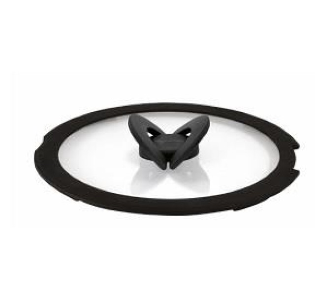 Кришка Tefal Ingenio 22см, скло, силікон, прозоро-чорний