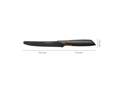 Кухонний ніж для томатів Fiskars Edge, 13.3см, нержавіюча сталь, пластик, чорний