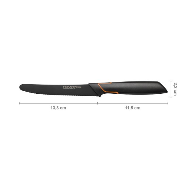 Кухонний ніж для томатів Fiskars Edge, 13.3см, нержавіюча сталь, пластик, чорний