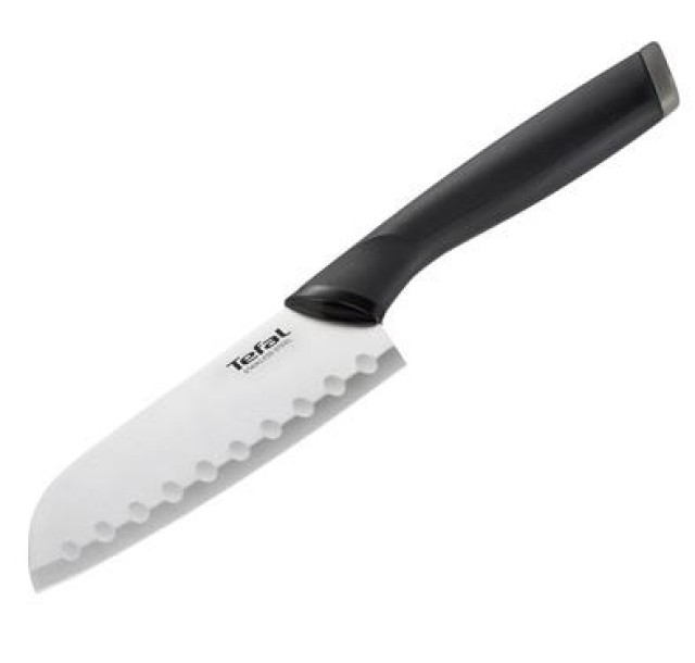 Кухонний ніж Сантоку Tefal Comfort, 12см, нержавіюча сталь, пластик, чорний