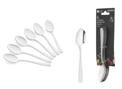 Набір чайних ложок Ardesto Black Mars Zenith, 6 приборів, нержавіюча сталь