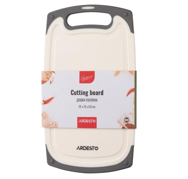 Дошка кухонна Ardesto Gemini, 25х15х0.8см, пластик, білий