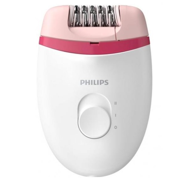 Епілятор Philips Satinelle Essential дисковий, від мережі, пінцет.-20, сух., насадок-1, біло-рожевий