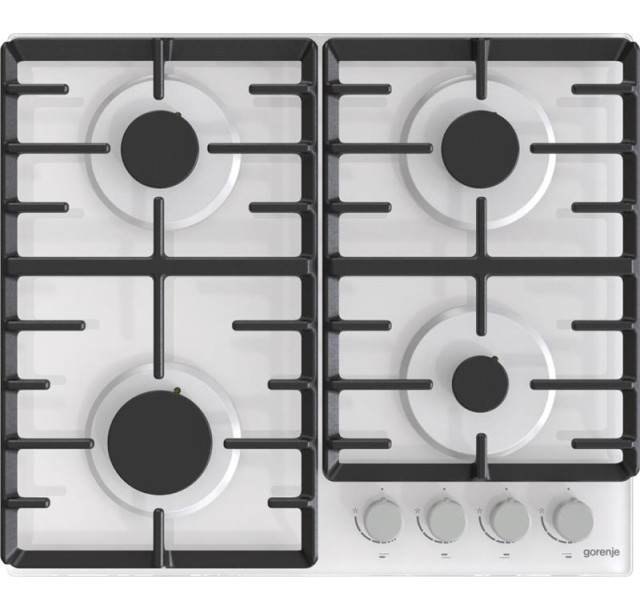 Варильна поверхня Gorenje газова на склі, 60см, чавун, білий