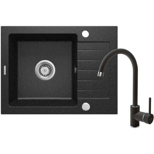 Набір для кухні Deante Zorba, гранітна мийка ZQZ_211A + зміш. BEN_262M, графіт-хром