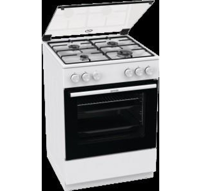 Плита Gorenje газова, 72л, 60x60см, емальовані реш, з кришкою, білий