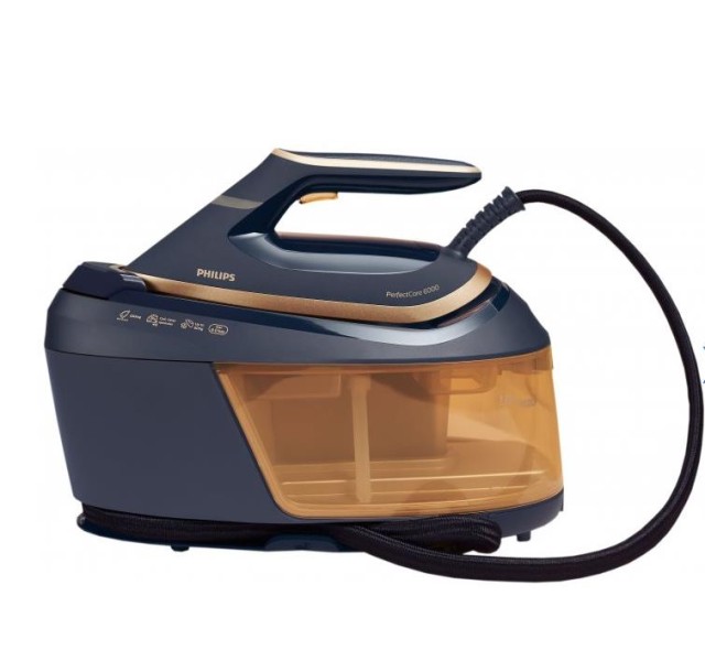 Праска-парогенератор Philips PerfectCare 6000 Series, 2400Вт, 1800мл, паровий удар -600гр, постійна пара - 130гр, нерж. сталь, синьо-золотий