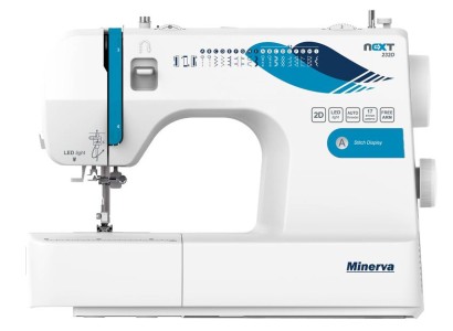 Швейна машина МINERVA NEXT 232D, електромех., 85Вт, 23 шв.оп., петля напівавтомат, білий + синій