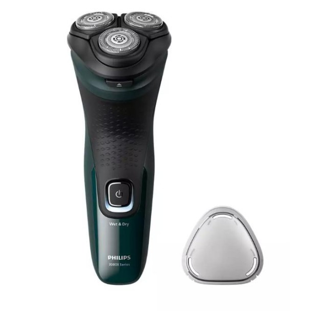 Бритва електр. Philips роторна Series 3000X,  бритв.головок-3, Li-Ion, сух.+волог., тример, чорно-зелений