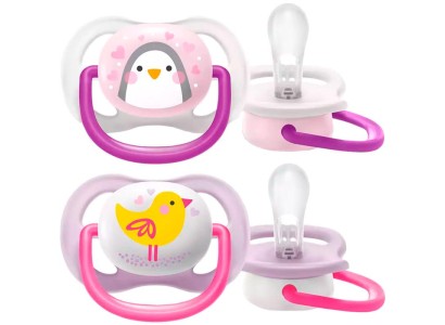 Пустушка Avent Ultra Air 0-6міс, ортодонтична, Animal, для дівчат, 2шт