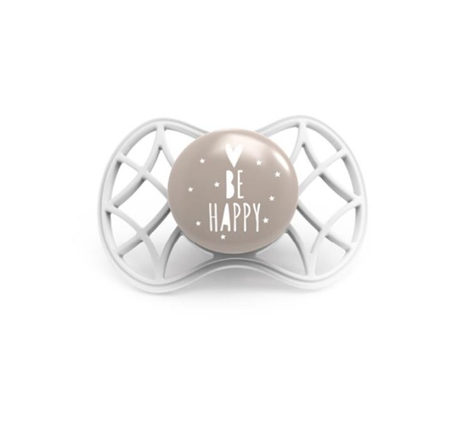 Пустушка Nuvita Air55 Cool 6міс+, симетрична, BE HAPPY, сірий