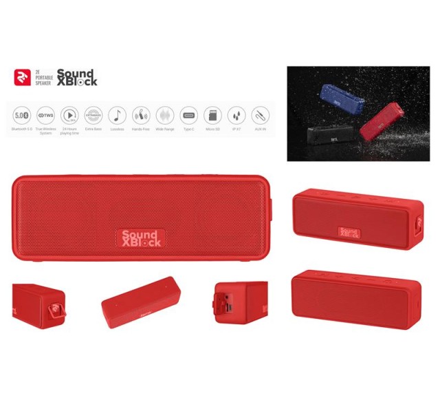 Акустична система 2E SoundXBlock TWS, MP3, Wireless, Waterproof Red